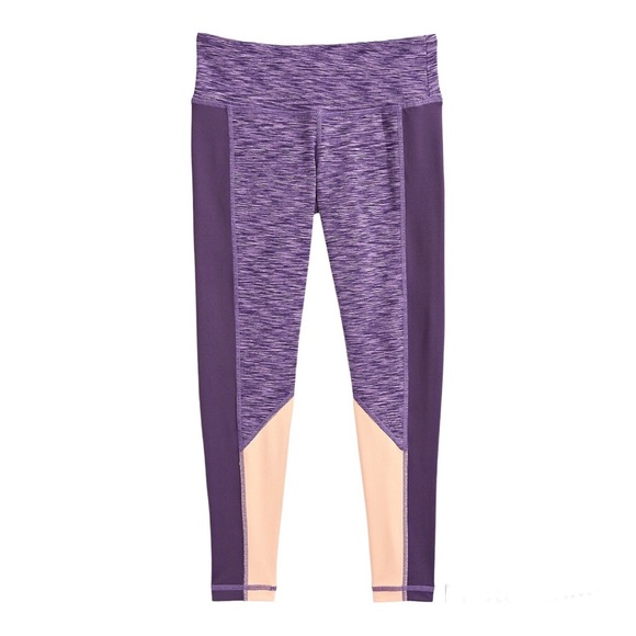 NWT Jill Yoga Little Girls sz 6 Colourblock Purple Leggings - Picture 6 of 11